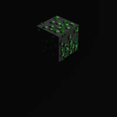 Mô hình 3D Emerald Ore phong cách Voxel Minecraft - File STL OBJ GLB