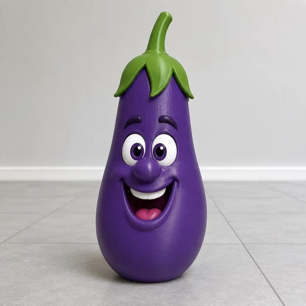 Mô hình 3D quả cà tím vui nhộn (Funny Eggplant) dùng trang trí - Image 1