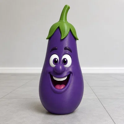 Mô hình 3D quả cà tím vui nhộn (Funny Eggplant) dùng trang trí