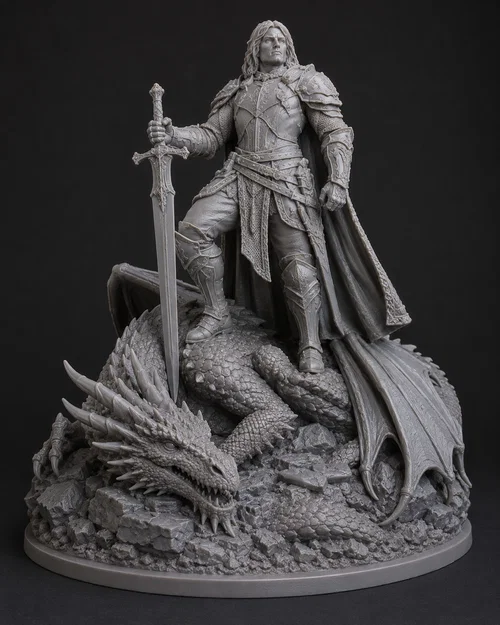 Mô hình 3D Anh hùng hạ gục Rồng (Hero victory over dragon beast) - Image 1