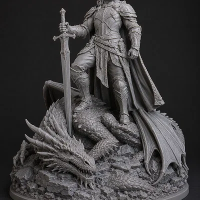 Mô hình 3D Anh hùng hạ gục Rồng (Hero victory over dragon beast)