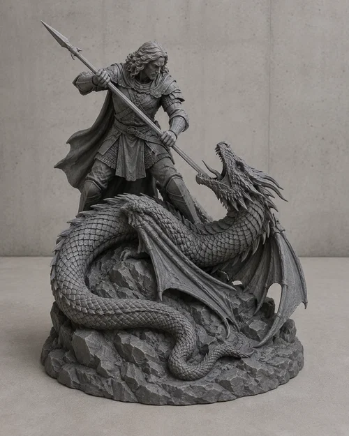 Mô hình 3D hiệp sĩ chiến đấu với rồng cực đẹp cho người mê Fantasy - Image 1