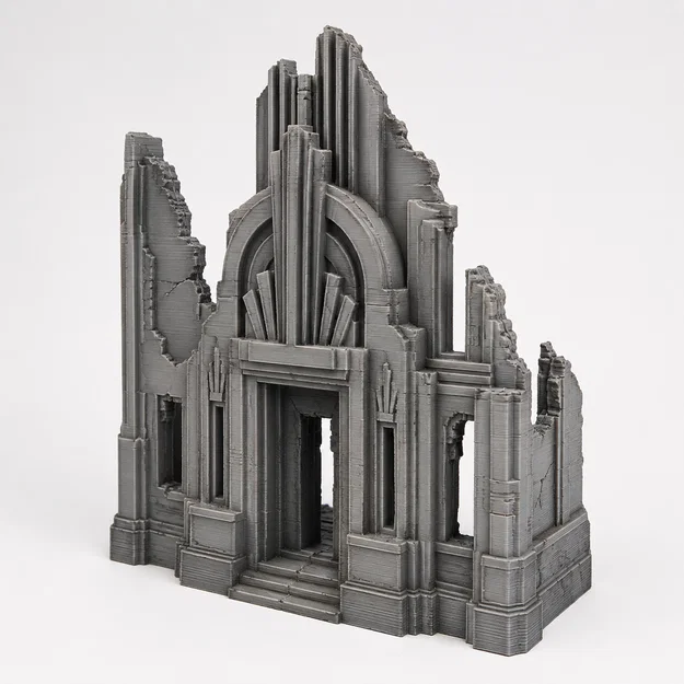 Mô hình mặt tiền tòa nhà Art Deco bị đổ nát cho sa bàn và RPG - Image 1