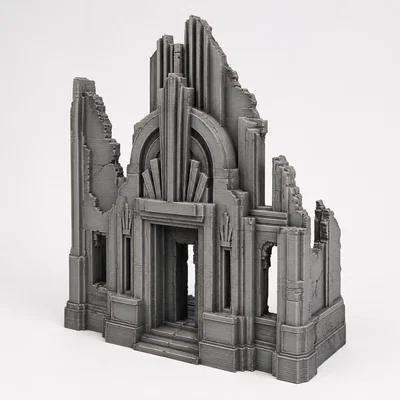 Mô hình mặt tiền tòa nhà Art Deco bị đổ nát cho sa bàn và RPG