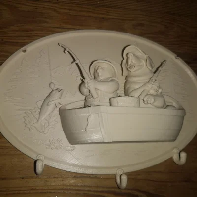 Bảng treo đồ 3D hình Chó và Mèo đi câu cá độc đáo