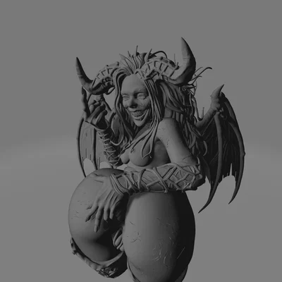 File STL Nữ Quỷ Cursed Smile | Nhân Vật Fantasy Giơ Ngón Tay Giữa | Mô Hình Resin Chi Tiết Cao
