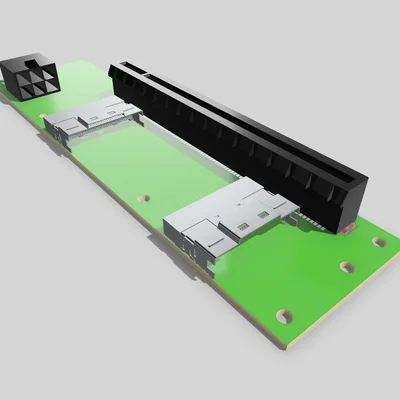 File CAD bộ chuyển đổi Shinreal 2 x SFF-8654 8 Lane sang PCIe x16