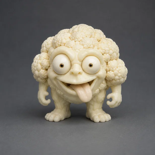 Mô hình nhân vật bông cải xanh vui nhộn (Funny Cauliflower Character) - File in 3D - Image 1