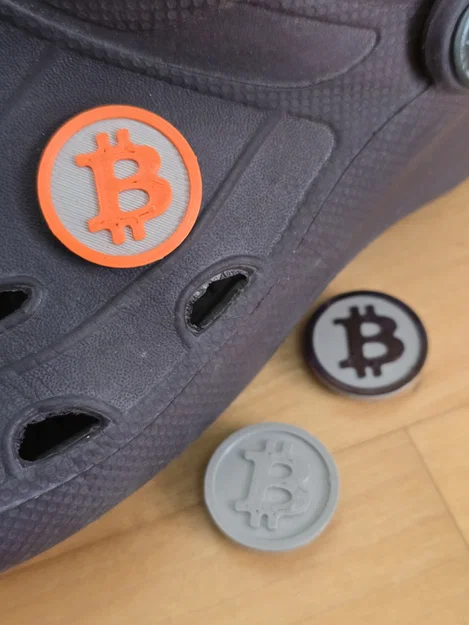 Charm Bitcoin (BTC) gắn dép Clog & Đồng xu xe đẩy siêu thị (Bản 1 mảnh & 2 mảnh vặn vít) - Image 2