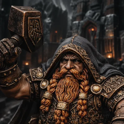Vhorlath Realms – Dwarf – Ashenforge Rune Master (Mô hình 3D Dark Fantasy STL)