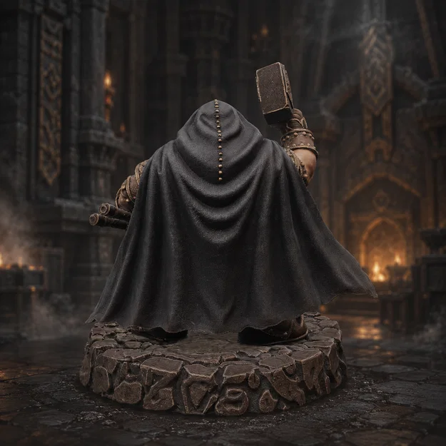 Vhorlath Realms – Dwarf – Ashenforge Rune Master (Mô hình 3D Dark Fantasy STL) - Image 4