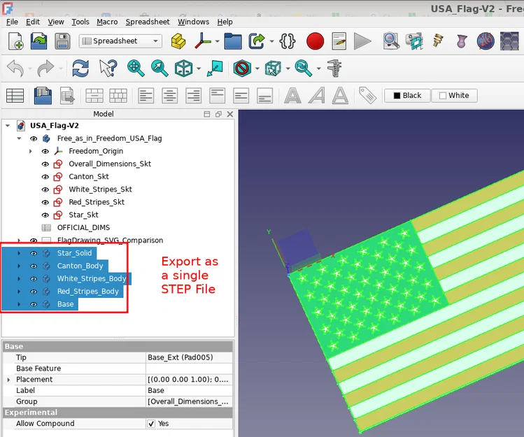 Lá cờ Mỹ tiêu chuẩn - Parametric - FreeCAD - Đa màu sắc (MMU/AMS) - Image 3