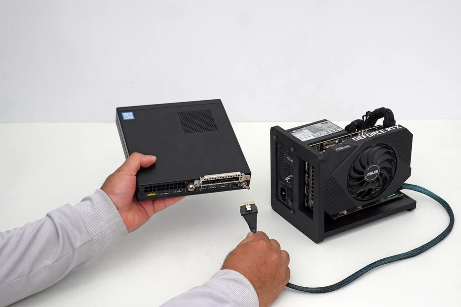 Bộ khung testbench DIY Micro PCIe SlimSAS 8654 eGPU in 3D - Image 3