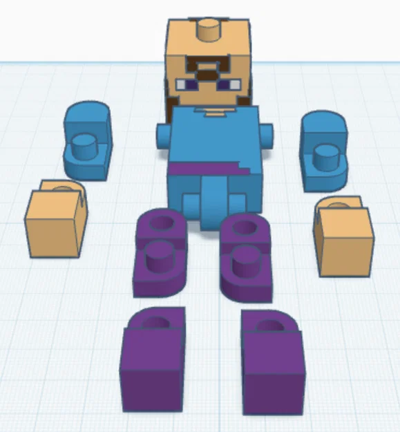 Mô hình nhân vật Steve cử động linh hoạt (Articulated Steve) để in 3D - Image 1