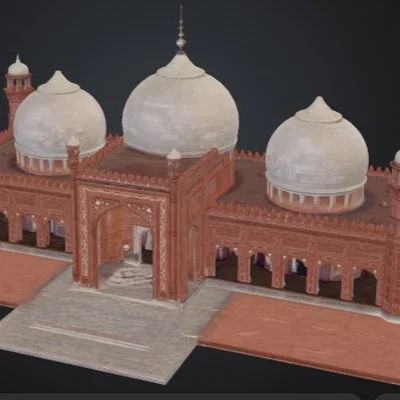 Mô hình 3D Thánh đường Badshahi Mosque đẹp mắt