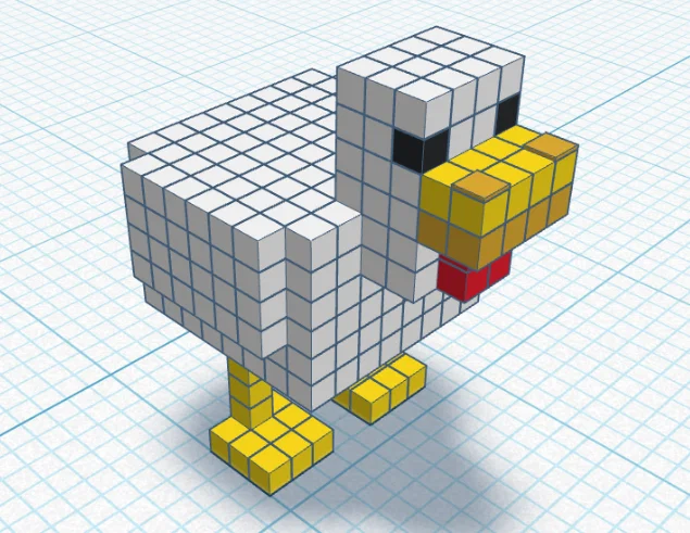 Mô hình chú gà Pixel (Pixel Chicken) in 3D siêu dễ thương - Image 1