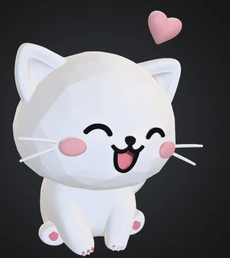 Mô hình chú mèo trái tim (Cute Heart Cat) dễ thương để in 3D - Image 1