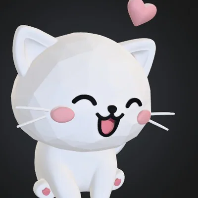 Mô hình chú mèo trái tim (Cute Heart Cat) dễ thương để in 3D