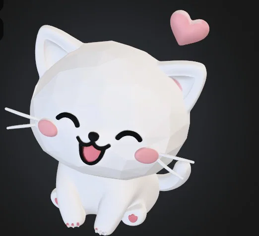 Mô hình chú mèo trái tim (Cute Heart Cat) dễ thương để in 3D - Image 3