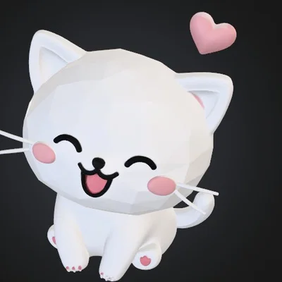Mô hình chú mèo trái tim (Cute Heart Cat) dễ thương để in 3D