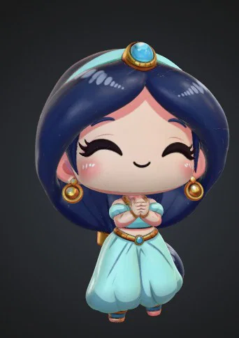 Mô hình 3D Công chúa Jasmine Chibi đáng yêu cho người hâm mộ - Image 1