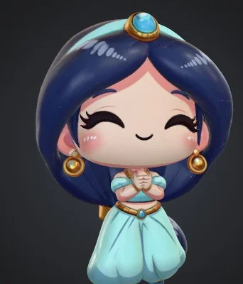 Mô hình 3D Công chúa Jasmine Chibi đáng yêu cho người hâm mộ