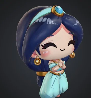 Mô hình 3D Công chúa Jasmine Chibi đáng yêu cho người hâm mộ