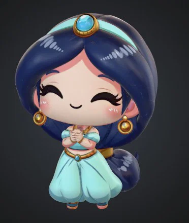 Mô hình 3D Công chúa Jasmine Chibi đáng yêu cho người hâm mộ - Image 3