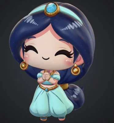 Mô hình 3D Công chúa Jasmine Chibi đáng yêu cho người hâm mộ