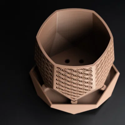 Chậu cây Monolith Hex Facet – Phiên bản Asanoha