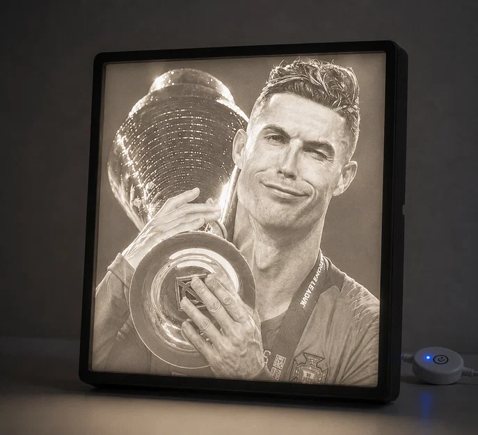 Mô hình Litophane 3D Cristiano Ronaldo (CR7) - Quà tặng độc đáo - Image 1
