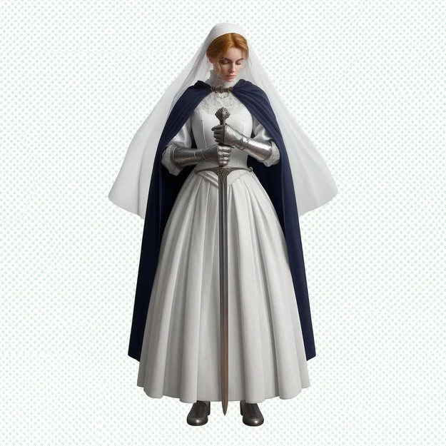 Mô hình 3D Nữ tu sĩ chiến binh (Nun with Sword) đầy nghệ thuật - Image 1