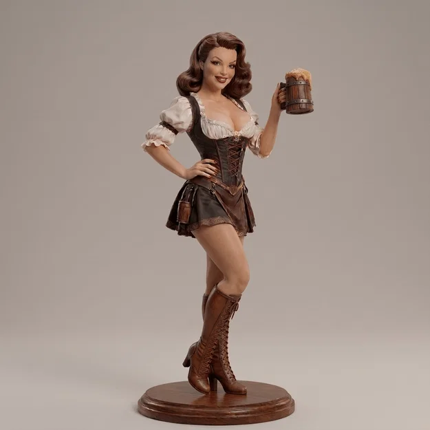 Mô hình 3D cô nàng phục vụ quán rượu phong cách Pinup cực cuốn - Image 1