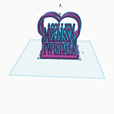 Mô hình bảng tên trang trí trái tim in 3D tặng chị gái