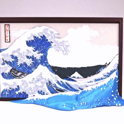 Tác phẩm 3D - Sóng Lớn Ngoài Khơi Kanagawa (Hokusai)