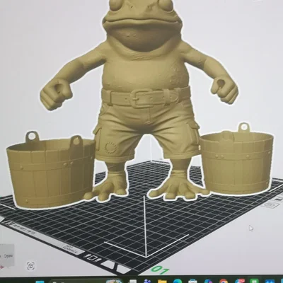 Mô hình 3D chú ếch xách thùng trang trí cực dễ thương