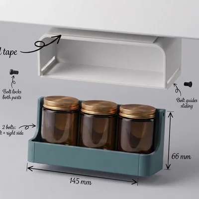 Giá Đựng Hũ Gia Vị Thông Minh Dạng Trượt Gắn Dưới Tủ Bếp