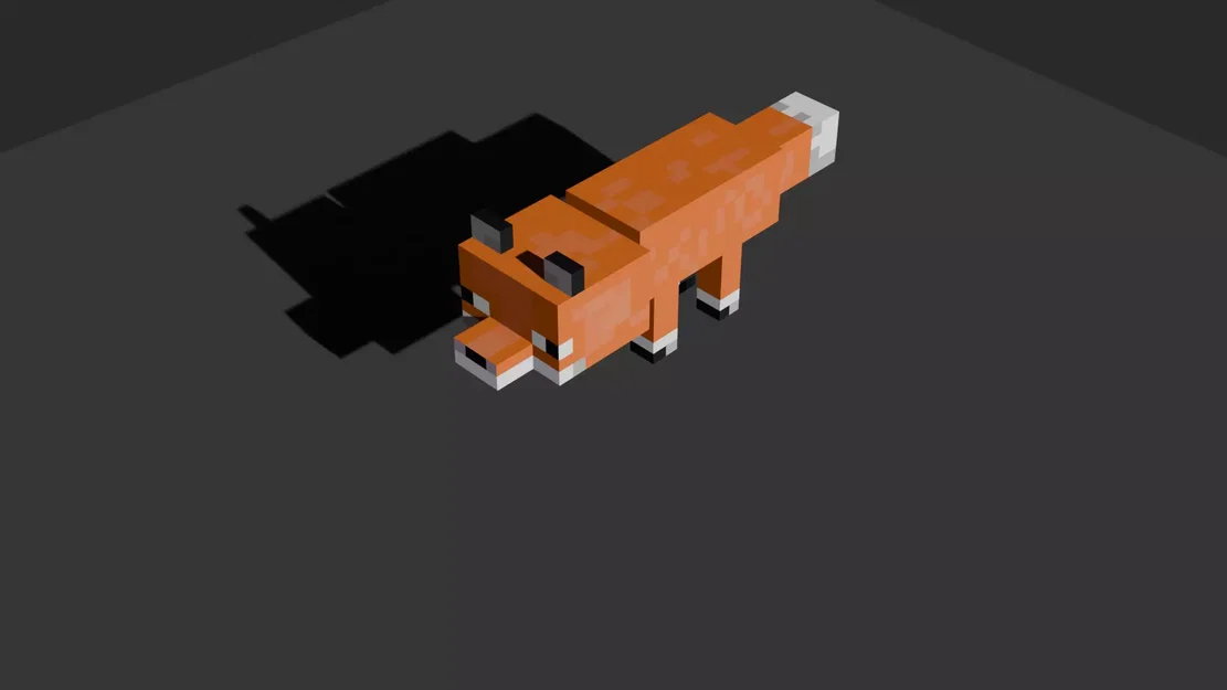 Minecraft Fox Red - Voxel Fan Art - Model 3D STL OBJ GLB để in 3D - Image 1