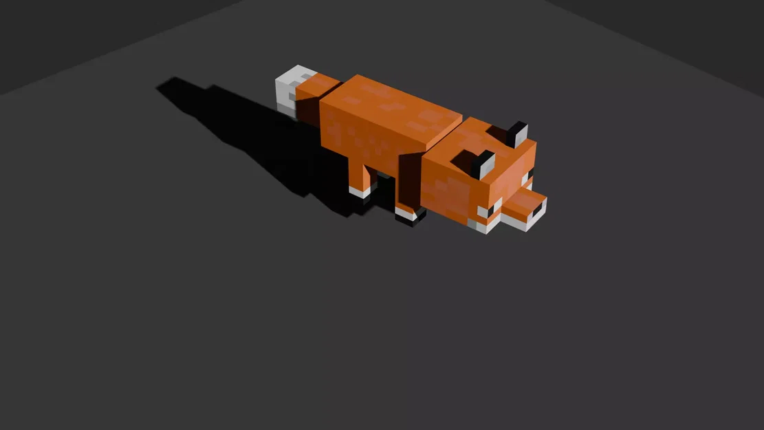 Minecraft Fox Red - Voxel Fan Art - Model 3D STL OBJ GLB để in 3D - Image 3