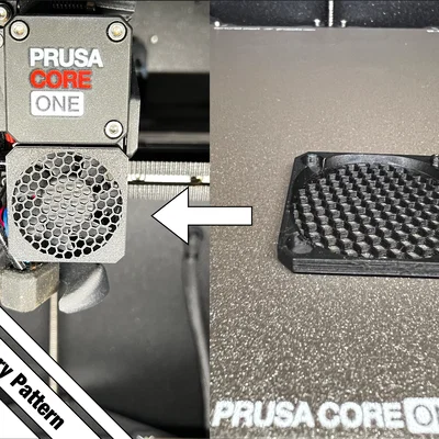 Nắp lưới quạt extruder CoreOne gài snap-on – remake thiết kế @IceCube Sol.
