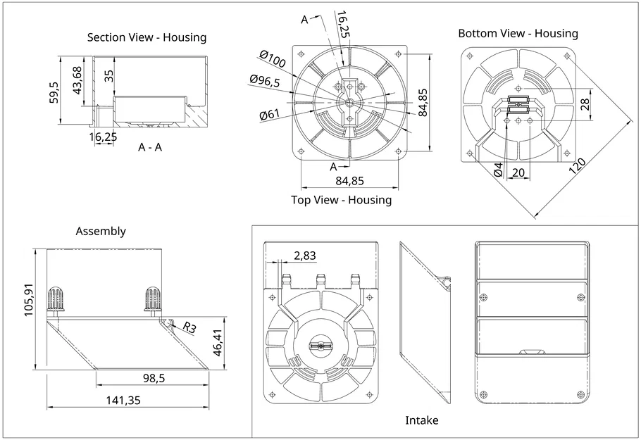 Housing Quạt Hút Ø 100mm (Extractor Fan Housing) - Image 4