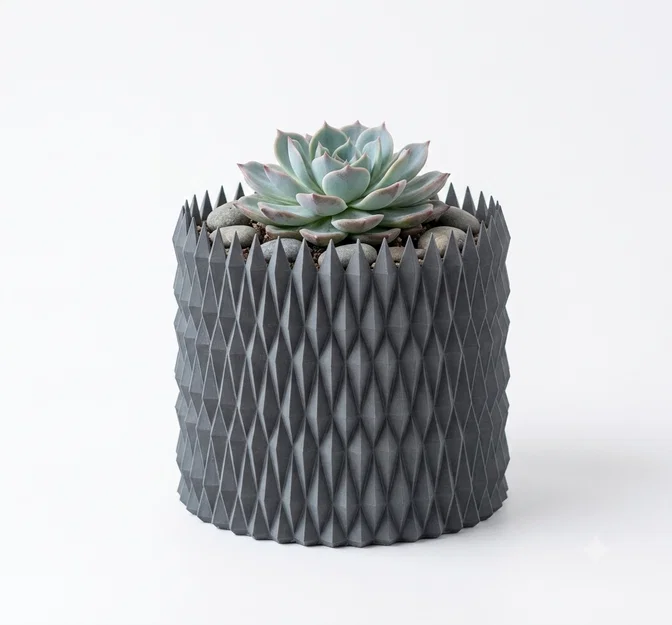 Pot de fleur - Flower pot 007 (Chậu hoa gai tam giác hình học) - Image 1