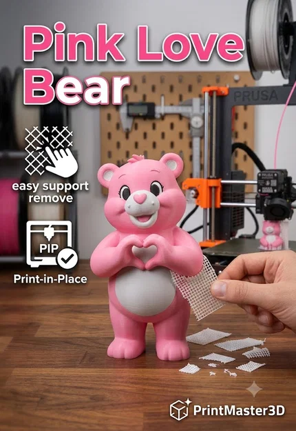 Mô hình 3D Chú Gấu Hồng Tình Yêu (Pink Love Bear) cực xinh xắn - Image 1