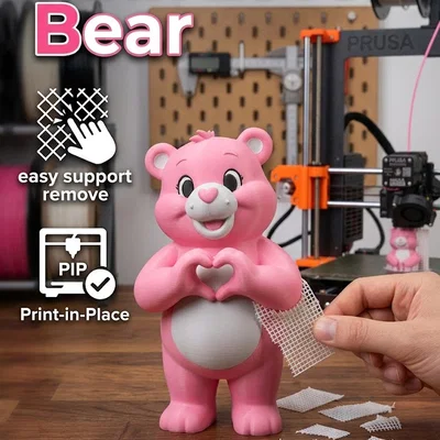 Mô hình 3D Chú Gấu Hồng Tình Yêu (Pink Love Bear) cực xinh xắn