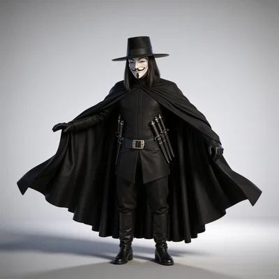Mô hình 3D nhân vật V (V for Vendetta) chi tiết sắc nét