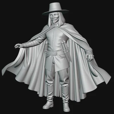Mô hình 3D nhân vật V (V for Vendetta) chi tiết sắc nét
