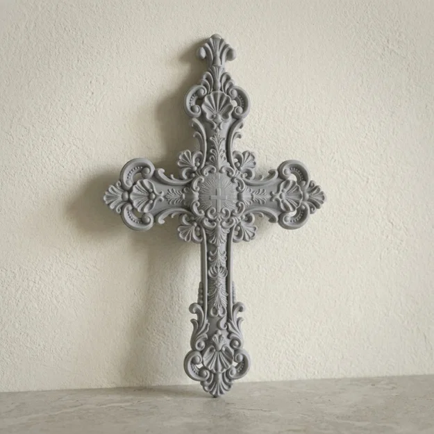 Thánh Giá Tôn Giáo Chạm Khắc Cầu Kỳ (Ornate Religious Cross) - Image 1