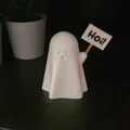 Mô hình chú ma đáng yêu cầm bảng (Ghost with a Sign) để bàn - Thumbnail 1