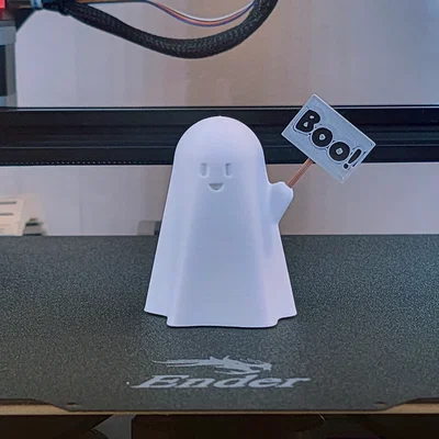 Mô hình chú ma đáng yêu cầm bảng (Ghost with a Sign) để bàn