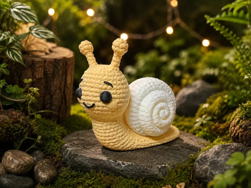 Mẫu 3D In Ốc Sên Crochet Đan Len Dễ Thương (Cute Knitted Crochet Snail) - Image 1